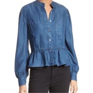 Frame denim chambray peplum blouse small